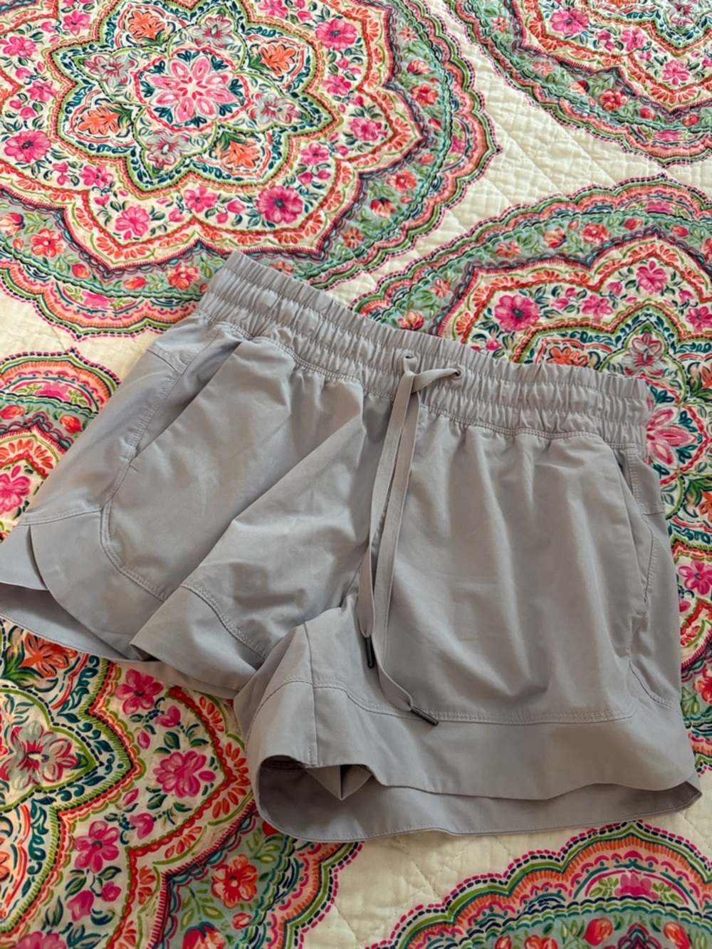 Apana Light Gray Athletic Drawstring Shorts